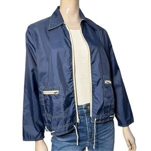 Risa Vintage Women’s Size M Navy Blue Water Repellent Windbreaker Jacket